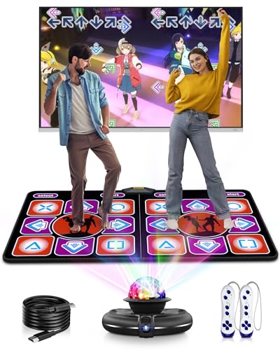 Acelufly Tanzmatte, kabellose Tanzmatte für TV mit Kamera, Doppel-Tanzmatte mit kabellosem Controller, rutschfeste Tanzmatte für Kinder Erwachsene, Geschenke für Mädchen Jungen (Schwarz) von Acelufly