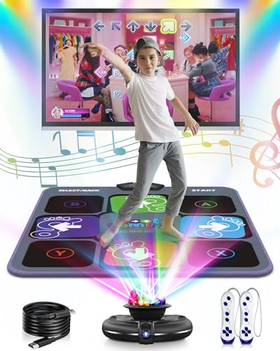 Acelufly Tanzmatte - Tanzmatten für den TV mit Kamera, rutschfeste Spielmatte mit 2 kabellosen Griffen & bunter Disco-Kugel, Tanzkissen-Spiel für Kinder und Erwachsene, Geschenk für Jungen, Mädchen Acelufly Tanzmatte - Tanzmatten für den TV mit Kamera, rutschfeste Spielmatte mit 2 kabellosen Griffen & bunter Disco-Kugel, Tanzkissen-Spiel für Kinder und Erwachsene, Geschenk für Jungen, Mädchen von Acelufly