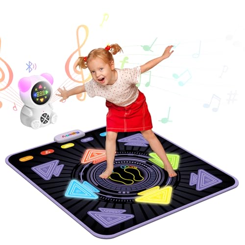 Acelufly Tanzmatte Kinder - Wiederaufladbares elektronisches leuchtende Tanzmatte mit Bluetooth-Musikplayer & LED-Leuchten & T5 Spielmodi, Geschenk für Mädchen im Alter von 3-12 Jahren, Jungen von Acelufly