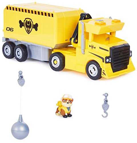 PAW PATROL 6064242 2-in-1 Truck von Rubble, mit Bagger, Spielzeugkran, Lichter und Sounds, Actionfiguren, Spielzeug für Kinder ab 3 Jahren von PAW PATROL