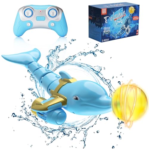 Aceshop Ferngesteuerter Delfin Spielzeug, Simulation RC Delfin Wasserspielzeug 2,4GHz Ferngesteuertes Pool Spielzeug Elektrischer Boot Ferngesteuert Spielzeug Geschenk für 5+ Jahre alte Jungen Mädchen von Aceshop