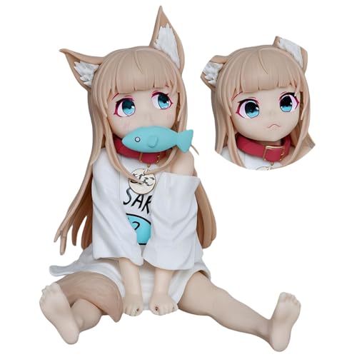 Catgirl Anime Figuren Meine Katze ist ein Bezauberndes Mädchen Sojamehlfigur mit Tigerbedrohung 14 cm Statue zur Dekoration (Sitzende Position) von Acfigure