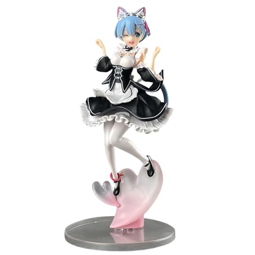 Re:Zero - Starting Life in Another World 22 cm Anime Peripherie Schöne Mädchenfigur Rem Katzenohren Dienstmädchen Kostüm Anime Modell Boxed Figur von Acfigure