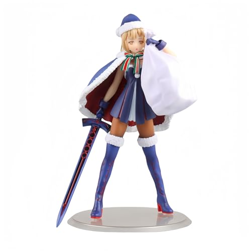 Saber/Altria Pendragon Anime Figur Fate Stay Night Animated Character Christmas Look 23cm PVC Statue Model Toy for Collection and Decoration von Acfigure