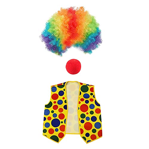 Acfthepiey Clown Kostüm Set Clown Perücke Nase Weste für Cosplay Partys Karneval Dress Up Rollenspiel von Acfthepiey