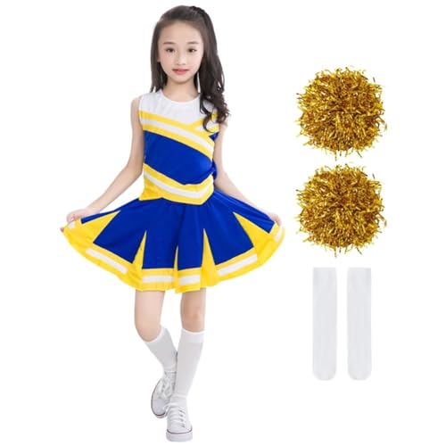 Cheerleader-Kostüm für Mädchen, 2-teilig, Highschool, Cosplay, kurze Ärmel, 7-8 Jahre von Achiyi