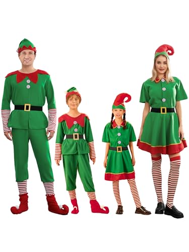 Achlibe Elfenkostüm für Familie, Cosplay, Weihnachtsmann-Helfer, passende Outfits, Weihnachten, Verkleidung, Party-Kostüm für Herren, Damen, Kinder (Damen, Größe M) von Achlibe