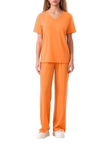 Achlibe Halloween-Gefangenen-Kostüm, Cosplay, kurzärmelig, Oberteil, lange Hose, 2-teiliges Set, orangefarbenes Gefängniskostüm (A-a-Orange, XL) von Achlibe