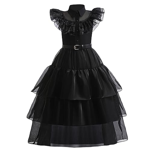 Achlibe Kleid für Mädchen, Kostüm, Halloween, Cosplay, Weihnachten, Party, Schwarz, 2 Stück, 120 cm von Achlibe