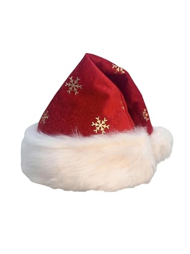 Achlibe Weihnachtsmützen für Familie, Weihnachtsmannmützen, rote Plüsch-Samt-Weihnachtsmützen, Weihnachten, Cosplay, 3 Stück Hüte für Erwachsene und Kinder (Rot, 32 x 42 cm) von Achlibe