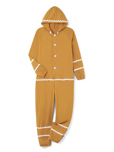 Erwachsene Weihnachten Cosplay Kostüm Herren Damen Paare Lebkuchen Jumpsuit Outfits Weihnachten Dress Up Party Kostüm (A-Orange Herren, L) von Achlibe