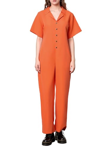 Gefängnisinsassenkostüm für Erwachsene, Halloween, Orange, Gefangener, Overall, Outfits, für Herren und Damen, Sträfling, Cosplay-Kleidung (Orange, Damen, M) von Achlibe