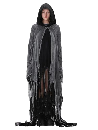 Hallween Cosplay Outfits Erwachsene Maxi Capes Horror Vampir Sensenmann Kapuzenumhang Fasching Party Kostüm (A-Schwarz, Einheitsgröße) von Achlibe