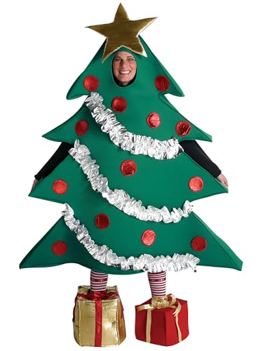 Weihnachtsbaum-Kostüm für Erwachsene, niedliches Weihnachts-Baum-Outfit mit Geschenkschuhen, Urlaub, Cosplay-Kleidung (grün, Einheitsgröße) von Achlibe