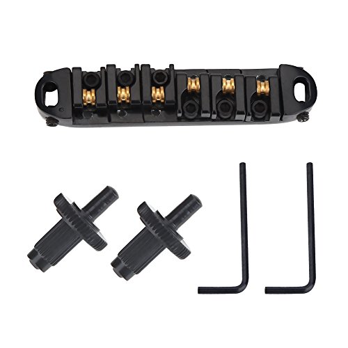 1 Set Alloy Roller Saddle Bridge Ersatzteil für 6-saitige E-Gitarre Im -Stil Roller BridgeGuitar BridgeGuitar Roller BridgeB für LPB für FL (Black) von Acouto