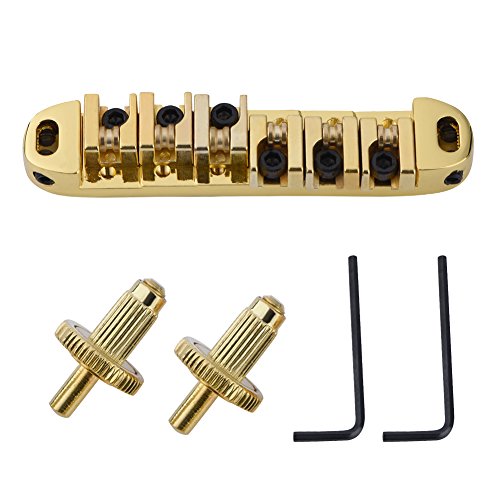 1 Set Alloy Roller Saddle Bridge Ersatzteil für 6-saitige E-Gitarre Im -Stil Roller BridgeGuitar BridgeGuitar Roller BridgeB für LPB für FL (Gold) von Acouto