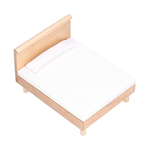 1:12 Puppenhaus Doppelbett Eiche Miniaturmöbel Puppenhaus Dekoration Zubehör Jede Miniaturpuppe Miniatur Doppel Bedmini Möbel Doppelbett1: 12 Puppenhaus von Acouto