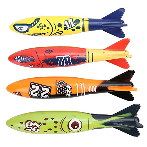 Acouto 4 PCs Unterwasser -Torpedo -Raketenwasserspielzeugset, Schwimmtauchspiel für Pool, Vertrauensgebäude, Schwimmen Lernen von Acouto