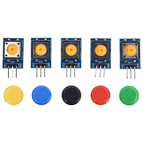 Acouto 5-teiliges Knopfmodul, Große Druckschalterplatine mit Farbigen Abdeckungen, Elektronische Bausteine, Knopfmodul, 3-poliges Knopfmodul, Druckknopfschalterplatine, von Acouto