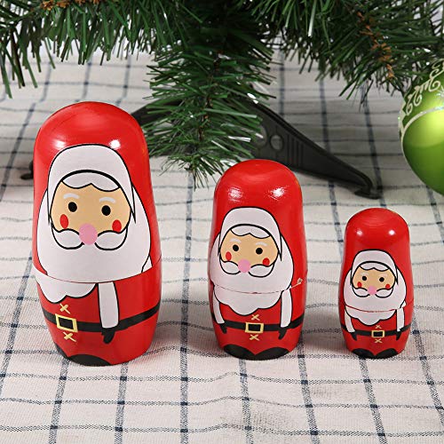 Acouto 5pcs Weihnachten Handbemalt Niedliche Holzmatryoshka -Puppen Russische Nistpuppen Set Home Decoration mit Wunderschönen Verzierungen. Ihr Design Zum Vibrieren der Nisten von Acouto