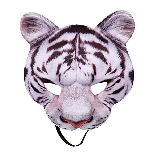 Acouto Halbgesichtige Tier-Tiger-Maske, Realistische Ziegenschädel-Maske, Gut für Halloween-Party, Maskerade, Cosplay, Leicht und Langlebig, Bequem und Wiederverwendbar (4PCS) von Acouto