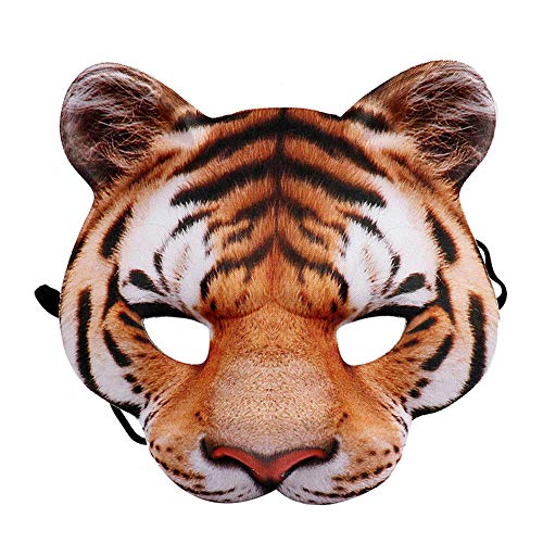 Halbgesichtige Tier-Tiger-Maske, Realistische Ziegenschädel-Maske, Gut für Halloween-Party, Maskerade, Cosplay, Leicht und Langlebig, Bequem und Wiederverwendbar (YELLOW) von Acouto