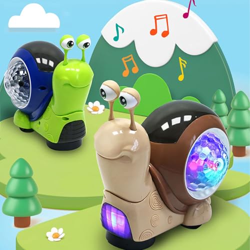 Acouto Krabbelschnecke, Babyspielzeug mit Musiklichtern, Universelles Interaktives Elektrisches GEH-Bauchzeit-Schneckenspielzeug für Babys, Kleinkinder, Grün (Green) von Acouto