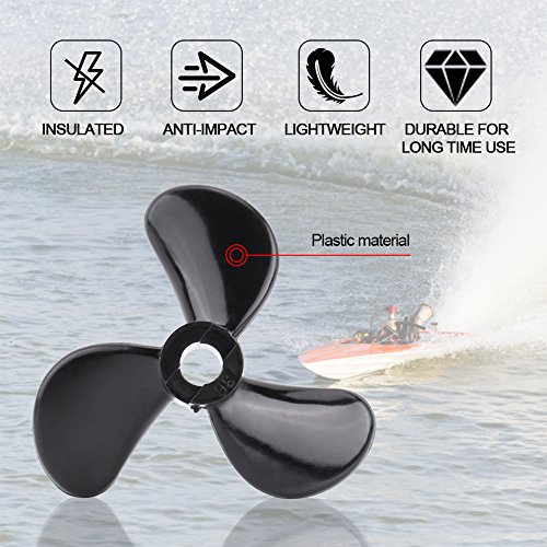 Acouto RC-Schiffsteil Mini-Außenbordpropeller aus Kunststoff Einfache Installation Schwarze Farbe 1 Paar RC-Bootspropeller Kleine Größe von Acouto