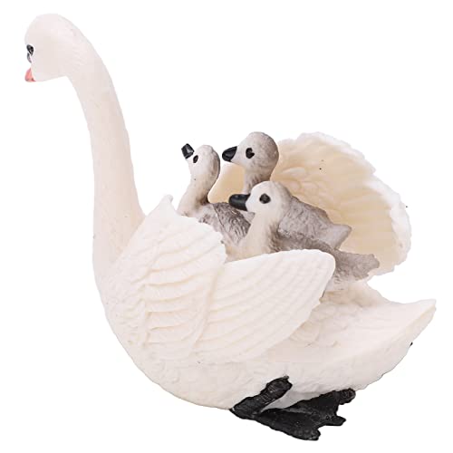 Acouto Weiße Schwan -Ornament mit Kleinen Schwänen Hoher Simulation Lebensechtiger Tiermodell Pädagogisches Spielzeug Lebensexikum Design: WHI WHI WHI Swan Modelwhite Swan Model von Acouto