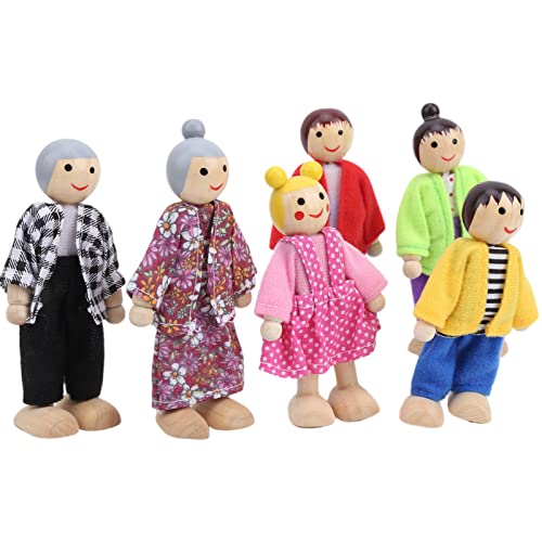 Familienpuppenfiguren aus Kiefernholz, Miniaturmenschen, Spielzeugset, Ornament, Pädagogisches Puppenhauszubehör, Fördern die Kreativität von 3 Kindern und Ermöglichen Ihnen das von Acouto