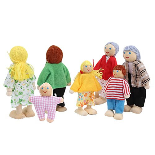 Familienpuppenfiguren aus Kiefernholz, Miniaturmenschen, Spielzeugset, Ornament, Pädagogisches Puppenhauszubehör, Fördern die Kreativität von 3 Kindern und Ermöglichen Ihnen das von Acouto