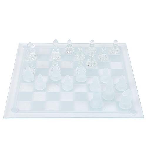 Internationales Schach aus Glas, Kristall, Exquisiter Mattierter Schachfigur für Reisen, Camping, 32 Stück, Schachbrett für, Erwachsene, Geschenk, 25 X 25 cm von Acouto