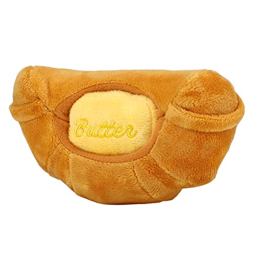 Niedliches Croissant Plüsch-Hundespielzeug, Butterzubehör, lustiges Quetschbares Stofftier, Haustier, intellektuelle Entwicklung für Welpen, 15 x 8 cm von Acouto