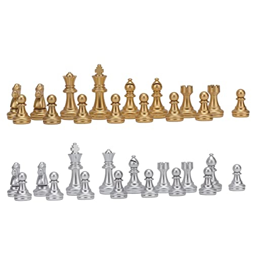 Schachfiguren, Schachfiguren, 32-teiliges Set für Schachspiel, Puzzlespiel für Erwachsene, Kinderspielzeug, PS Gold und Silber von Acouto