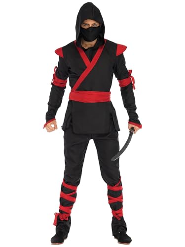 Acrawnni Drachen-Ninja-Kostüm für Damen, Halloween, Festivals, Rave-Party, Rollenspiel, Strampler-Kostüm, Anime, Cosplay, Ninja-Krieger-Kostüm, Erwachsene (D-Schwarz, L) von Acrawnni