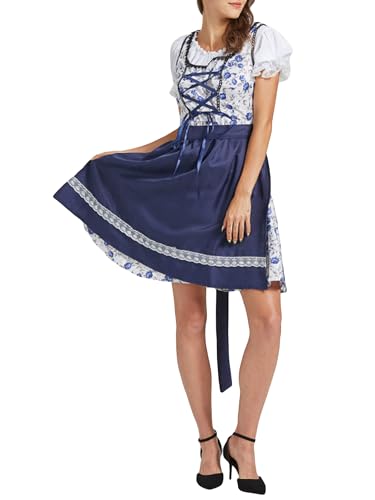 Acrawnni Oktoberfest-Kostüm für Damen, klassisches deutsches Dirndlkleid, Lederhosen-Kostüm für Bierfest (Standard, S, A-Dunkelblau) von Acrawnni