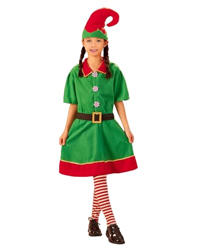 Acrawnni Weihnachtselfen Kostüm Set für Mädchen Jungen Herren Damen Weihnachtselfen Kostüm Outfit Weihnachtsmann Kleid mit Hut Gürtel Socken (A-Girl Weihnachtself, 12-18 Monate) von Acrawnni