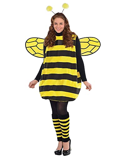 Acrawnni Damen-Cosplay-Kostüm-Set, Halloween, gelbes Honigbienenkleid mit Flügeln, Stirnband, Beinärmeln für Party, Cosplay, Verkleidung (Gelb, Erwachsene, S) von Acrawnni