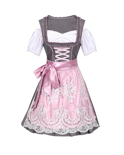 Oktoberfest-Kostüm für Damen, klassisches deutsches Dirndlkleid, Lederhosen-Kostüm für Bierfest (Standard, L, A-Pink) von Acrawnni