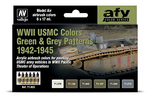 Acrylicos Vallejo 071623 Farb-Set, WWII USMC, Grün & Grau Tarnung Modellbau, 1 Count (Pack of 1) von Vallejo