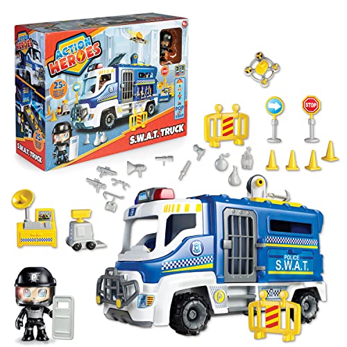 Action Heroes Polizei S.W.A.T. Truck Fahrzeug- und Figurenset, tolles Geschenk für Kinder ab 4 Jahren von Action Heroes