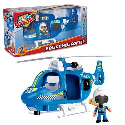 Action Heroes Polizeihubschrauber, Fahrzeug- und Figurenset, tolles Geschenk für Kinder ab 4 Jahren von Action Heroes