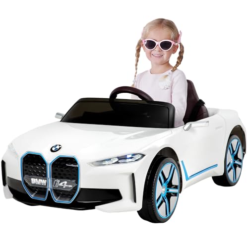 Actionbikes Motors Kinder Elektroauto BMW i4 | 2.4 Ghz Fernbedienung - 6 Volt 7 AH Batterie - 1x 25 Watt Motor - Bluetooth - Elektro Auto für Kinder ab 3 Jahre (BMW i4 Weiß) von Actionbikes Motors