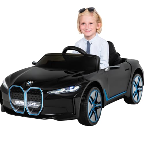 Actionbikes Motors Kinder Elektroauto BMW i4 Premium | 2.4 Ghz Fernbedienung - Starke 12 Volt 7 AH Batterie - 2x 25 Watt Motor - Bluetooth - Elektro Auto für Kinder ab 3 Jahre (BMW i4 Schwarz Premium) von Actionbikes Motors