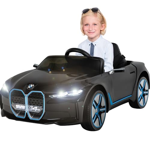 Actionbikes Motors Kinder Elektroauto BMW i4 Premium | 2.4 Ghz Fernbedienung - Starke 12 Volt 7 AH Batterie - 2x 25 Watt Motor - Bluetooth - Elektro Auto für Kinder ab 3 Jahre (BMW i4 Schwarz Premium) von Actionbikes Motors