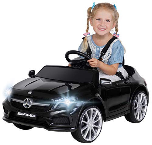 Actionbikes Kinder Elektroauto Mercedes Benz Amg GLA45 | Lizenziert - 2,4 Ghz Fernbedienung - Softstart - Bremsautomatik - SD-Karte - USB - MP3 - Elektro Auto für Kinder ab 3 Jahre (GLA45 Schwarz) von Actionbikes Motors