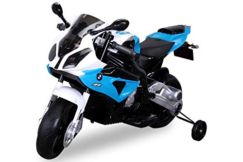 Actionbikes Motors Kinder Elektromotorrad BMW S 1000 RR JT528 | Lizenziert -12 Volt 7 AH Batterie - 2 x 12 Volt 35 W Motor - Elektrisches Motorrad für Kinder ab 3 Jahre - Kinderauto (Blau) von Actionbikes Motors