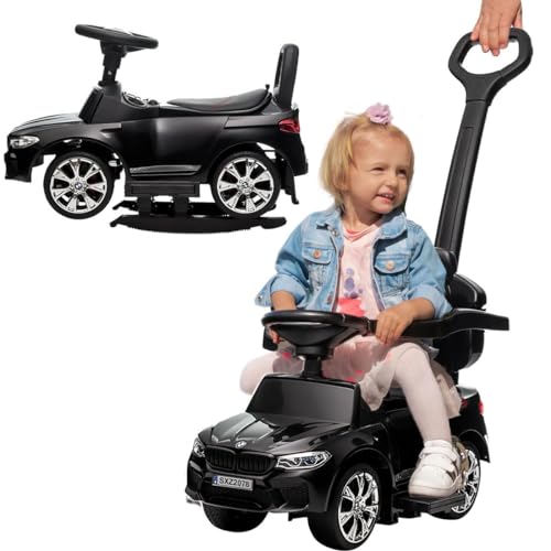 Actionbikes Motors Kinder Rutschauto BMW M5 Lizenziert | 6 Volt 4.5 AH Batterie - Kinderauto mit Schiebestange - Rutscher - Laufrad - Lauflernwagen - Lernspielzeug für Kinder ab 1 Jahr (Schwarz) von Actionbikes Motors