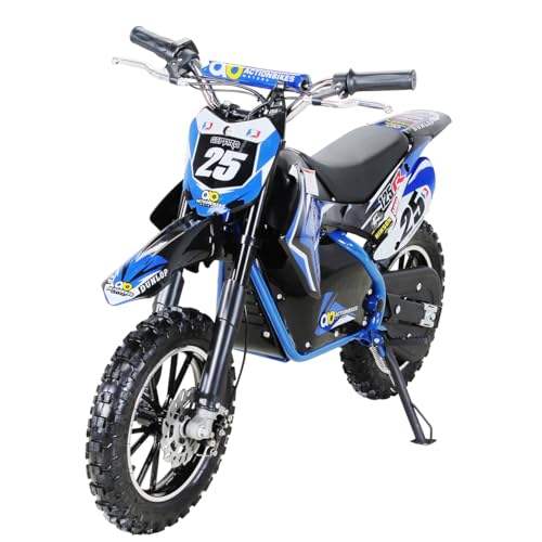 Actionbikes Motors Mini Kinder Crossbike Gepard 𝟱𝟬𝟬 Watt | 36 Volt - Bis 𝟮𝟱 km/h - 3 Geschwindigkeitsstufen - Scheibenbremsen - Pocket Bike - Motorrad - Motocross - Dirt Bike - Enduro (Blau) von Actionbikes Motors