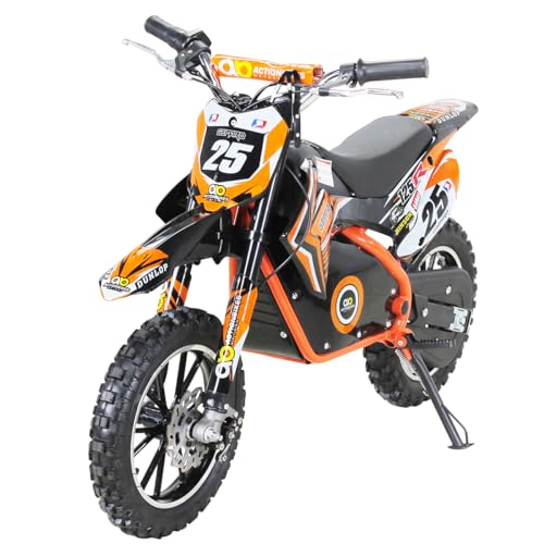 Actionbikes Motors Mini Kinder Crossbike Gepard 𝟱𝟬𝟬 Watt | 36 Volt - Bis 𝟮𝟱 km/h - 3 Geschwindigkeitsstufen - Scheibenbremsen - Pocket Bike - Motorrad - Motocross - Dirt Bike - Enduro (Orange) von Actionbikes Motors